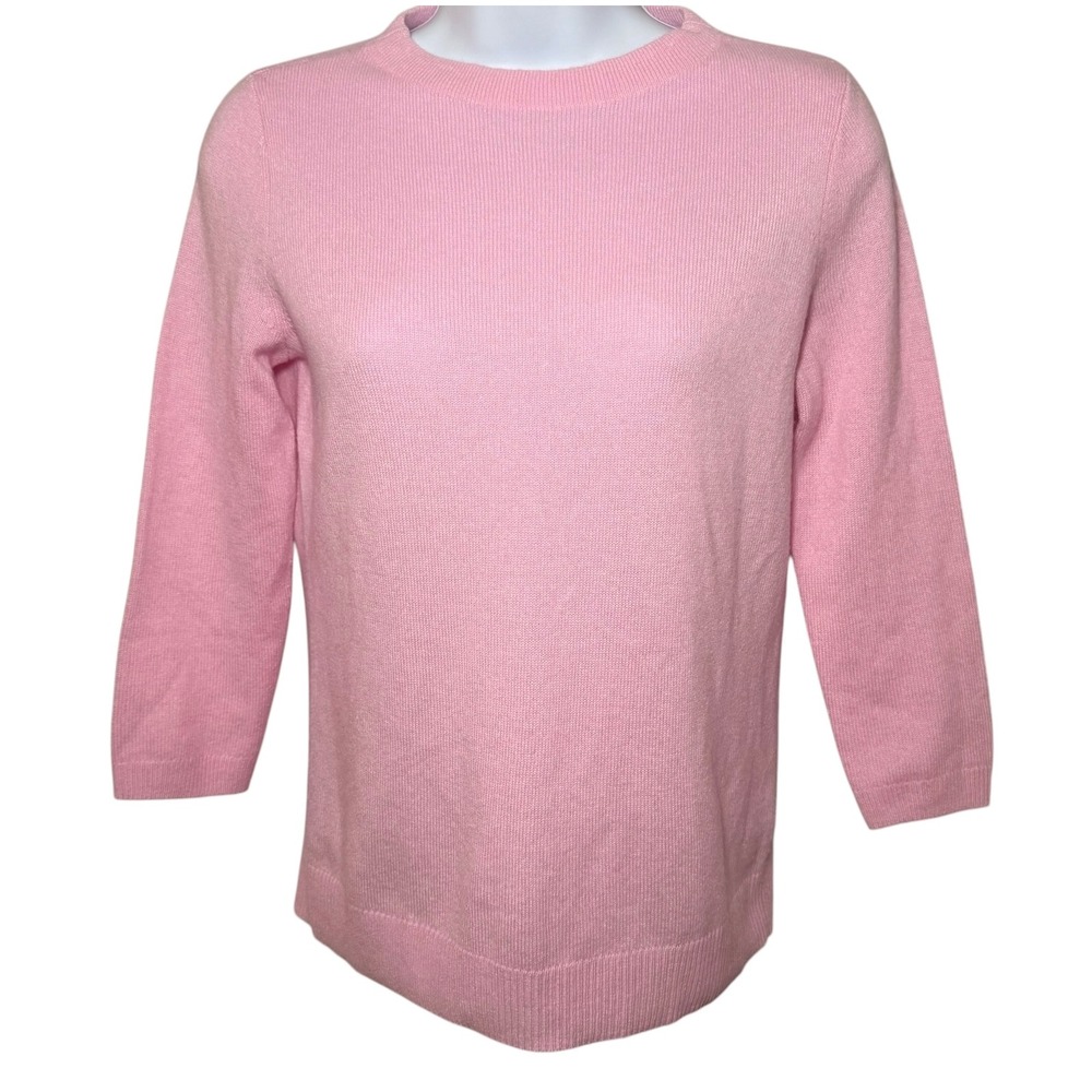 Talbots Petites Pink 100% Pure Cashmere Crewneck Sweater 3/4‎ Sleeve Womens P